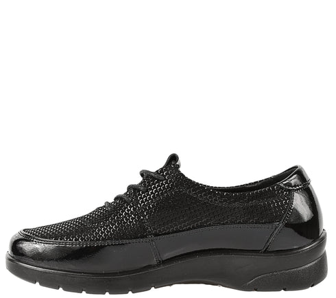 Pantofi sport, dama, FORMAZIONE, 181268ZL negru, piele intoarsa si piele lacuita